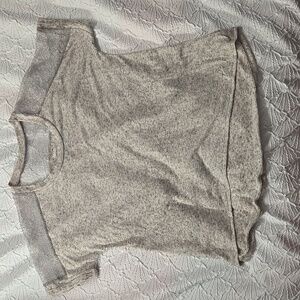 3/$10 a.n.a. Gray/Brown Women's Top with Mesh Sleeves